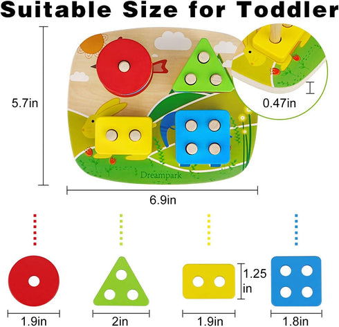 Dreampark Montessori Educational Toddler Toys: Montessori Toys for 1 2 3 Years Old Boys Girls Birthday Gifts, Toddlers Toys Ages 1-2 Wooden Stack ...
