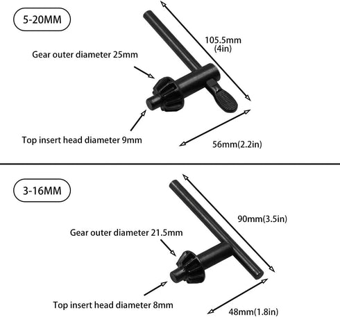 6IN1 Drill Chuck Key Wrench Electric Drill Clamping Tool 6 Sizes Electric Hand Drill Chuck Wrench Tool Part Drill Chuck Keys...