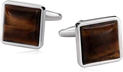 Stainless Steel Cufflinks for Men, Square Cufflinks Brown Amber Cufflinks Tuxedo Wedding Cufflinks Gift for Groom Husband Father Boyfriend...