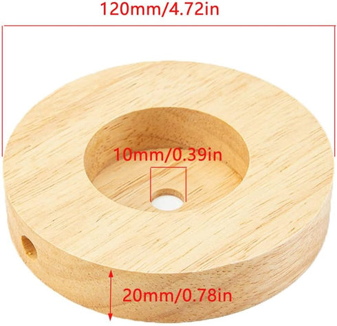 2 Pack Table Lamp Base Only 4.7'' Round Solid Wooden Stand Holder Foot for Desk Lighting Night LED Light Spotlight Wood Art Display Base DIY Craft...