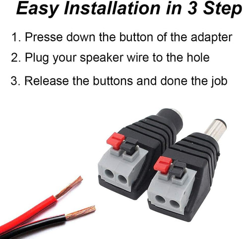 DC Power Connector Plug 10 Pairs Male and Female DC Connector 5.5mm x 2.1mm Power Jack Plug Adapter Socket for CCTV Camera and Led Strip...