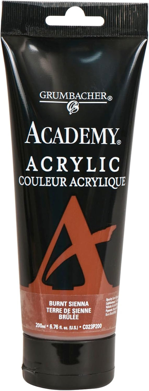 Grumbacher Academy Acrylic Paint, Gloss, 200ml/6.8 oz. Plastic Tube, Burnt Sienna (C023P200)...