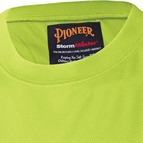 Pioneer High Visibility, Lightweight, Breathable Birdseye Short Sleeved Crew Neck Safety Shirt with Chest Pocket, Hook and Loop Closure, Reflectiv...