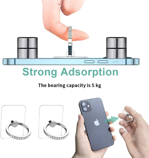 Transparent Cell Phone Ring Holder Grip, Clear Phone Ring Stand Holder, 360° Degree Rotation Phone Ring Finger Grip Back Kickstand, Compatible Tab...