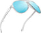 JIM HALO Polarized Aviator Sunglasses Men Women Oversize Plastic Driving Glasses (Matte Transparent Frame/Polarized Blue Lens)...