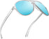 JIM HALO Polarized Aviator Sunglasses Men Women Oversize Plastic Driving Glasses (Matte Transparent Frame/Polarized Blue Lens)...