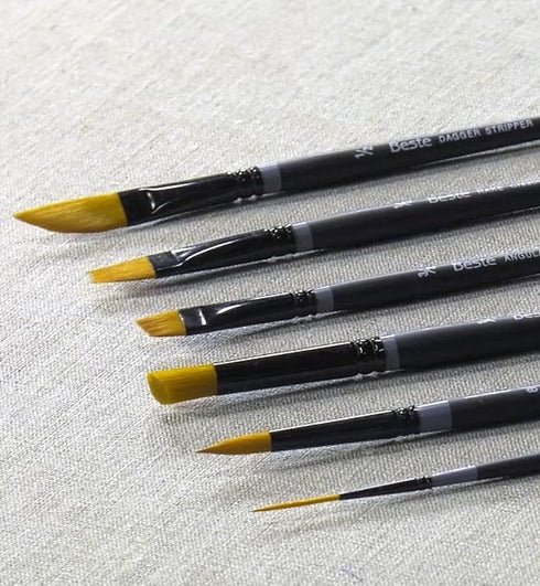 Creative Mark Beste Golden Taklon Hair Brushes - Watercolor Paint Brushes for Acrylic, Watercolor, Water-Soluble Oil, and Any Wet Paint - Dagger S...