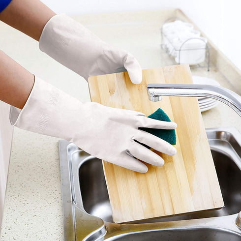 Cleanbear Household Cleaning Gloves, Reusable Latex Free Cleaning Gloves without Lining, 3 Colors 3 Pairs, Medium, 12 Inches...