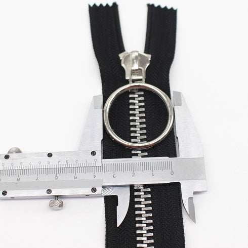 Meillia #10 40CM Large Shiny Nickel Metal Zippers Closed-end Black Heavy Duty Metal Zipper with Big Ring Pulls for Sewing, Bags, Handbags, Crafts,...