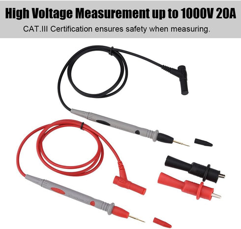 1 Pair 1000V 20A Banana Universal 24K Gold Plated Multimeter Test Probe Set Leads Cable TL71 TL75 U1165A Rubber shroude...