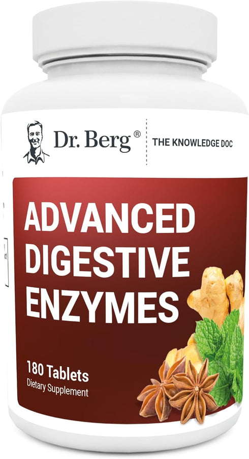 Dr. Berg Advanced Digestive Enzymes with Apple Cider Vinegar - includes Digestive Health Ingredients Like Betaine Hydrochloride (HCI), Ginger Root...