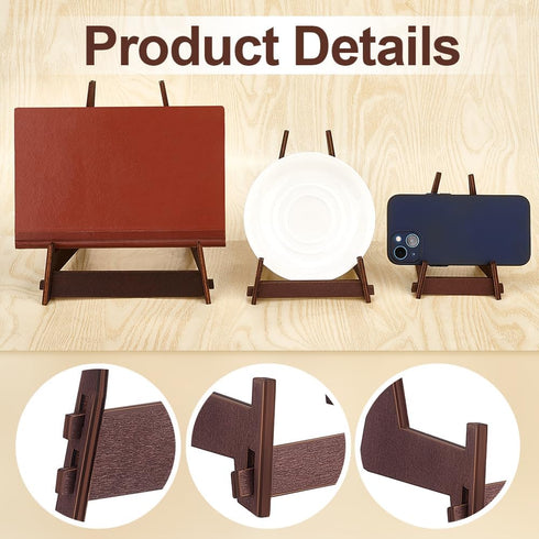 AHANDMAKER 6 Packs Display Stand 3 Styles Decorative Wooden Plate Holder Wooden Picture Frame Stand Easels Tabletop Art Holder Book Dish Stand...