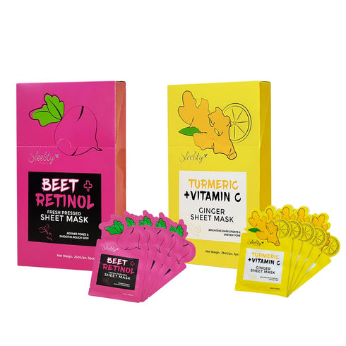 Beet Vitamin A & Turmeric Facial Sheet Masks For Skin care,Beauty,for All Skin Types,Helps Anti Wrinkles, Smooths,and Moisturizing Skincare (10-Pa...