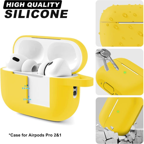 MOLOVA AirPod Pro Case Cover with Cleaner Kit, Soft Silicone Cover for AirPods Pro Case 2nd/1st Comes with Keychain for Women Men,Suitable Cases f...