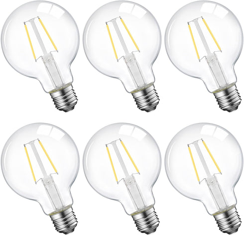 E ENERGETIC LIGHTING Dimmable LED Edison Light Bulb, G25 (G80) Globe Bulb, 60W Equivalent, 4000K Cool White, Christmas Light, E26 Standard Base, U...