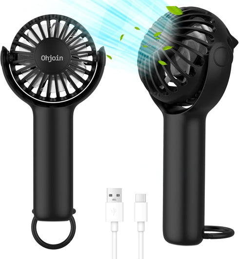 2 IN 1 Mini Portable Handheld Fan with Keychain Stand, Personal Powerful Cooling Fan, Small Battery Operated Table Fan, Quiet Hand Fan, USB Rechar...