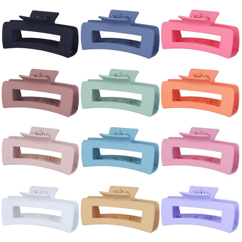 Sisiaipu 4.1 Inch Large Hair Claw Clips 12 Pcs Big Claw Clips for Thick Hair Square Hair Clips Jumbo Jaw Clips Bulk Hair Accessories for women and...