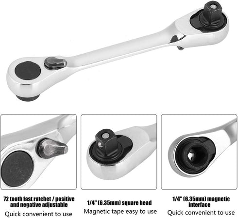 1/4" Drive Ratchet Mini Wrench, 72-Tooth Ratchet Screwdriver Quick Release Socket Wrench, 1/4 Inch Mini Allen Wrench (107mm)...