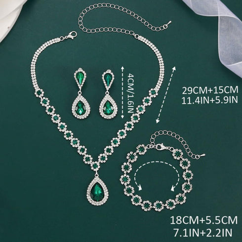 Unicra Bridal Wedding Jewelry Set Silver Rhinestone Necklace Earrings Bracelet Sets Formal Costume Jewelry for Women and Brides...