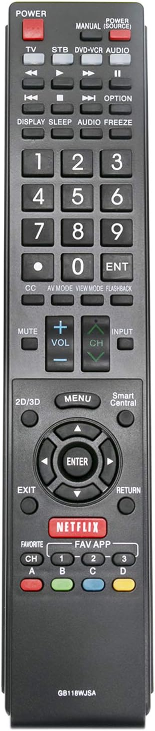 New RRMCGB118WJSA GB118WJSA Remote Control fit for Sharp LED HDTV LC60C6600U LC-60C6600U LC60EQ10U LC-60EQ10U LC60EQ30U LC-60EQ30U LC60LE660U LC-6...