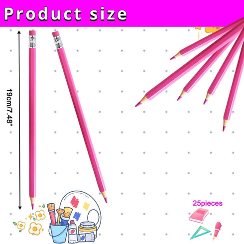 25pcs Checking Pencils advertising pencil Erasable Pencils Pre-Sharpened #2 HB with Eraser including a Free sharpener (Pink)...