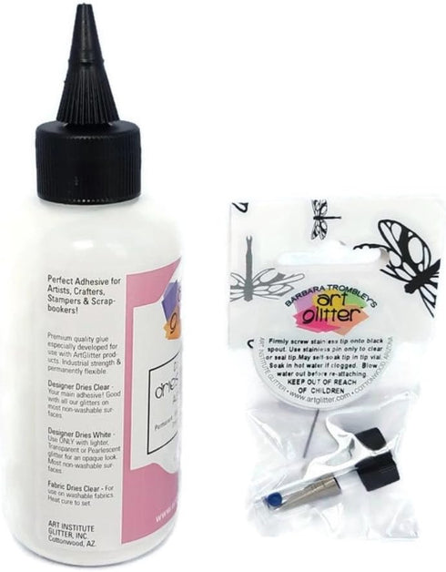 Glue Designer Dries Clear Adhesive 4 oz with Ultra Fine Metal Tip...