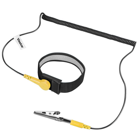 Vastar ESD Anti-Static Wrist Strap Components, Fabric Adjustable Wrist Strap with Grounding Wire, Alligator Clip, Black...