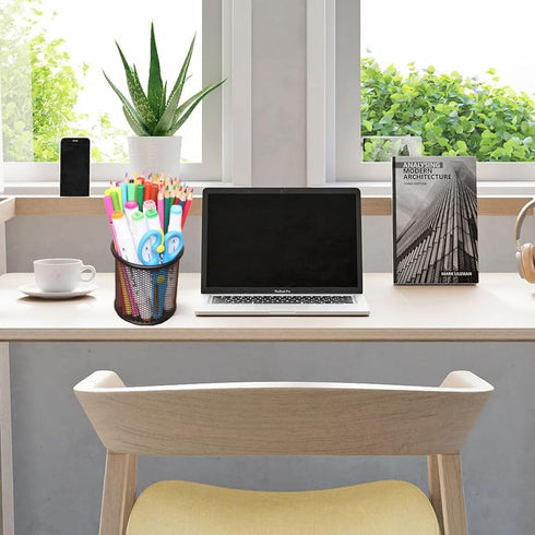 Pen Holder Pencil Holder Mesh Metal Pen Cup Holder Pencil Cup Holder for Desk Office Home Pen Organizer Black, 6 Pack...