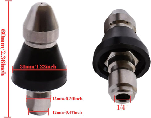 High Pressure Washer Sewer Jet Hose Nozzle Cleaning Tool Quick Connect Water Sprayer Drain Augers for Pipe,Hair,Toilet Dredging Unclogging Remover...