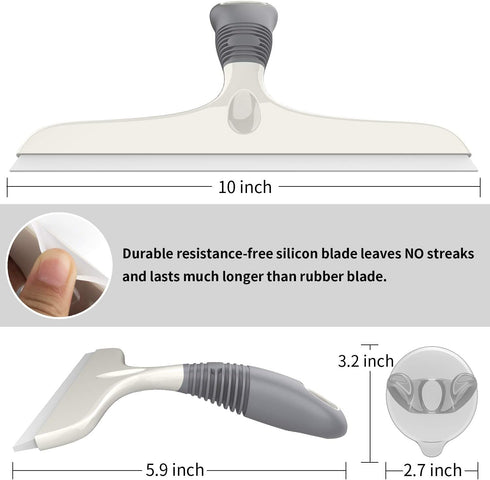 MR.SIGA Multi-Purpose Silicon Squeegee for Window, Glass, Shower Door, Car Windshield, Heavy Duty Window Scrubber, includes Suction Hook, 10 inch,...