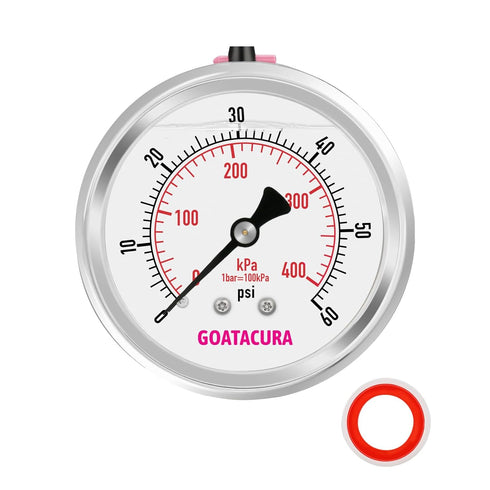 0-60psi/kpa Glycerin Filled Pressure Gauge, 2-1/2" Dial Size, Stainless Steel Case, with Vent Valve, 1/4" NPT Center Back Mount, 2-1-2% Accuracy, ...