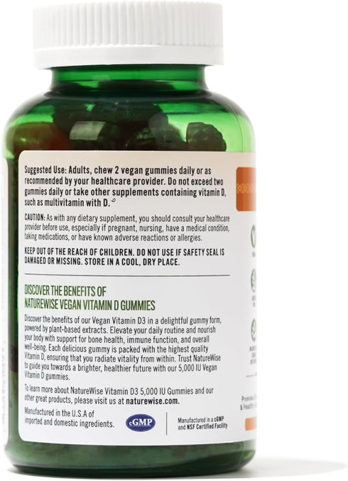NatureWise Vitamin D3 5000 IU Gummies - Mixed Berry Flavor - Vitamin D Gummies for Adults, Immune Support Supplement, Muscle & Bone Strength - Veg...