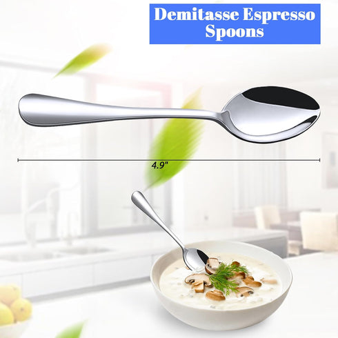 HANSGO 6PCS Demitasse Espresso Spoons, Mini Coffee Spoons 4.9 Inch Stainless Steel Tea Spoons for Cake Dessert Ice Cream...