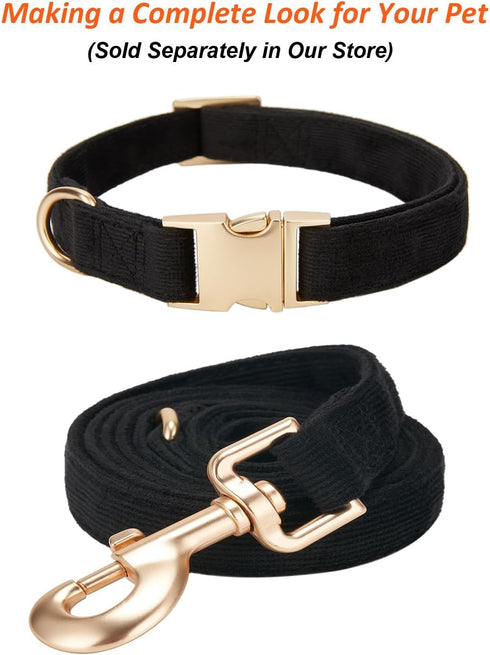 Soft Cotton Dog Leash, 5 Ft Heavy Duty Corduroy Dog Leashes with Gold Metal Hook for Small Medium Large Dogs,Medium,Black...