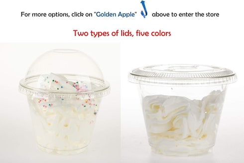 Golden Apple, 9oz-50sets Clear Plastic Cups with Clear Dome lids No Hole…...
