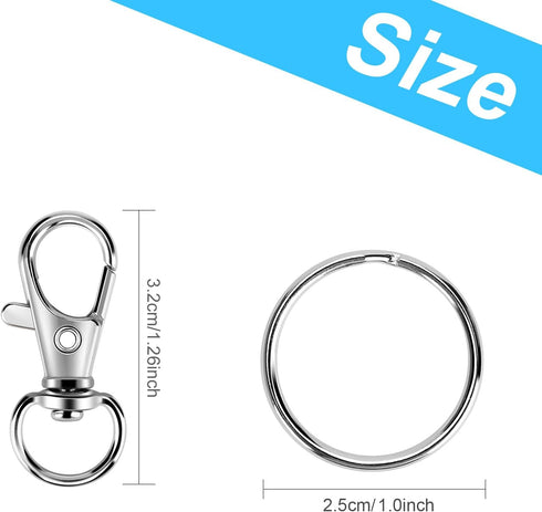50PCS Metal Lobster Claw Clasp with Key Rings, 25PCS Keychains Clips Hooks and 25PCS Key Chain Rings, keychain accessories, keychain Rings making ...