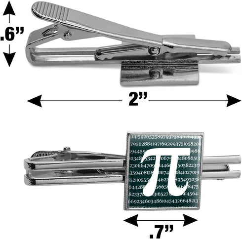 Pi Math Geek Nerd 3.14 Square Tie Bar Clip Clasp Tack- Silver or Gold...