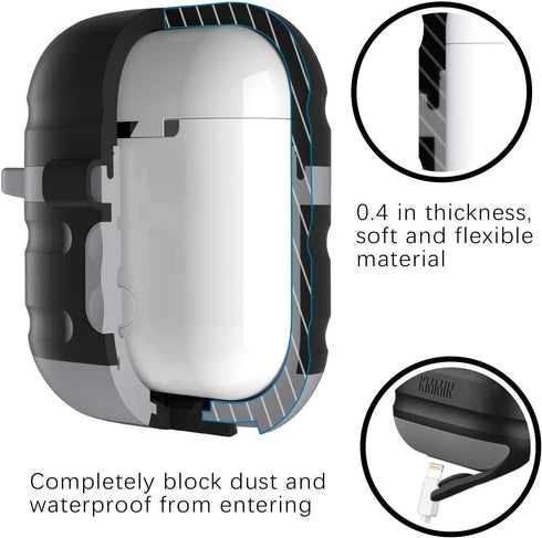 KMMIN AirPods Case, Waterproof AirPods Case Cover for Apple AirPods 1&2 Wireless Charging Case Premium Silicone Protective Case Skin Airpods Acces...