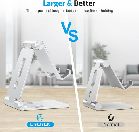 OMOTON Foldable Cell Phone Stand, C4 Portable Aluminum Phone Holder, Adjustable Phone Dock Cradle Compatible with iPhone 14/13/12/11 Pro Max, Sams...