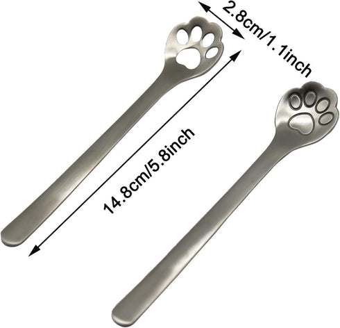 Maydahui 6PCS Cat Paw Spoon Hollow Out Coffee Spoons 5.8 inch 18/10?304 ?Stainless Steel Teaspoon for Dessert Ice-cream Stirring Home Kitchen Rest...