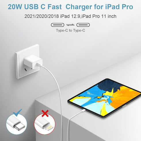 iPhone 15 Charger Fast Charging Type C Charger USB C Charger Block iPad Pro Charger with 2 Pack 6FT Cable for iPhone 15/15 Plus/15 Pro/15 Pro Max/...
