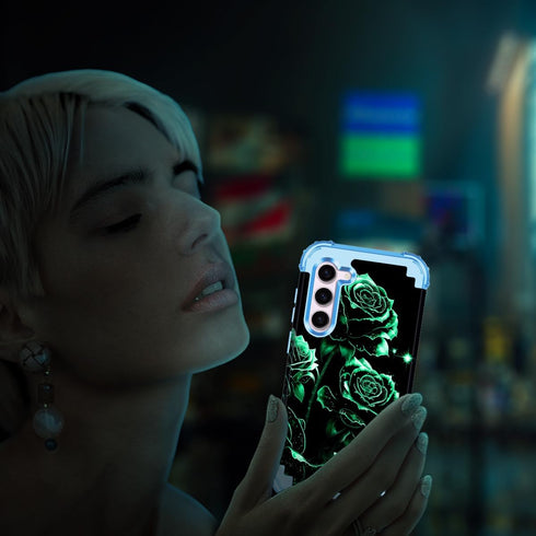 Miqala for Galaxy S23 5G Case,Glow in The Dark Three Layer Heavy Duty Shockproof Full Body Protection Hard Plastic Bumper+Soft Silicone Protective...