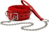 Leather Choker Collar with Long Traction Chain Rugged Durable and Collar Necklace Neck Size Adjustable Suitable for Pets Red...