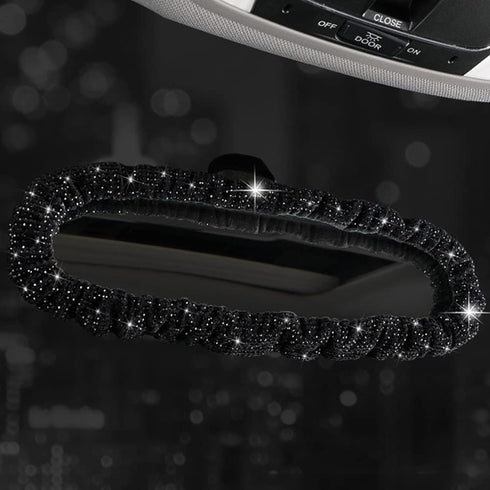 Bling Rearview Mirror Accessories Elastic Plush Car Rear View Mirror Cover for Women Bling Car Accessories Universal Fit Black...