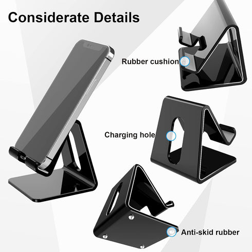 Crpich Acrylic Phone Stand, Ergonomic Design for Apple iPhone and Samsung Galaxy, Compatible with 4-8 Inch Screens, Black......