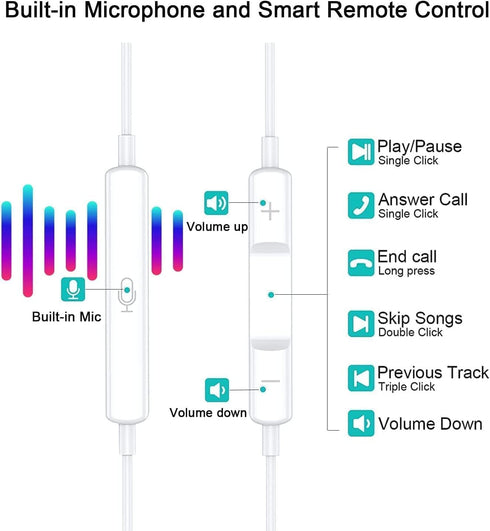 Earbuds for iPhone X/XR/SE/11/12/13/14 Earphones (JH-7A) Pop-up Bluetooth Wired in-Ear Earbuds Lightning Headphones with Mic for iPhone 7/8Plus/X/...