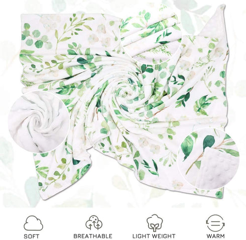 TANOFAR Baby Blankets, Green Leaf Fleece Toddler Blanket for Boys Girls, Dotted Backing, Double Layer, Crib Receiving Blanket, for Nursery/Strolle...