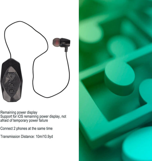 Jectse Retractable Headphones, Collar Clip Earpiece HiFi Stereo Business Headphones with Power Display, Single Headphone for Office Trucker Driver...