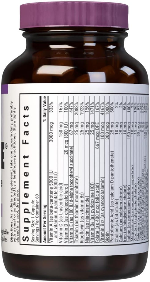 Bluebonnet Nutrition Mult One (with Iron), Daily Nutritional Support*, Vegetarian Friendly, Kosher Certified, Gluten-Free, Dairy-Free, 60 Vegetabl...