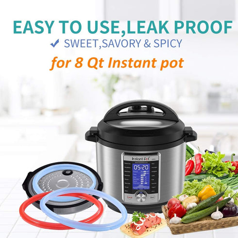 Silicone Sealing Ring for Instant Pot 8Qt, Fits Instant Pot 8 Quart Duo, Lux 8 Quart, Duo Plus, Ultra,Viva, RIO, Pro, Savory Sky Blue & Sweet Cher...